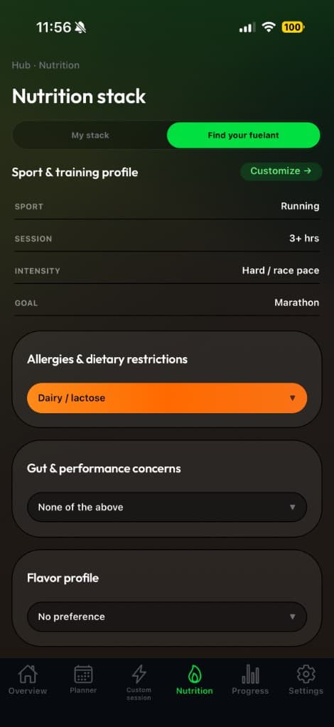 fuelant Find your fuelant sport profile and allergy preferences